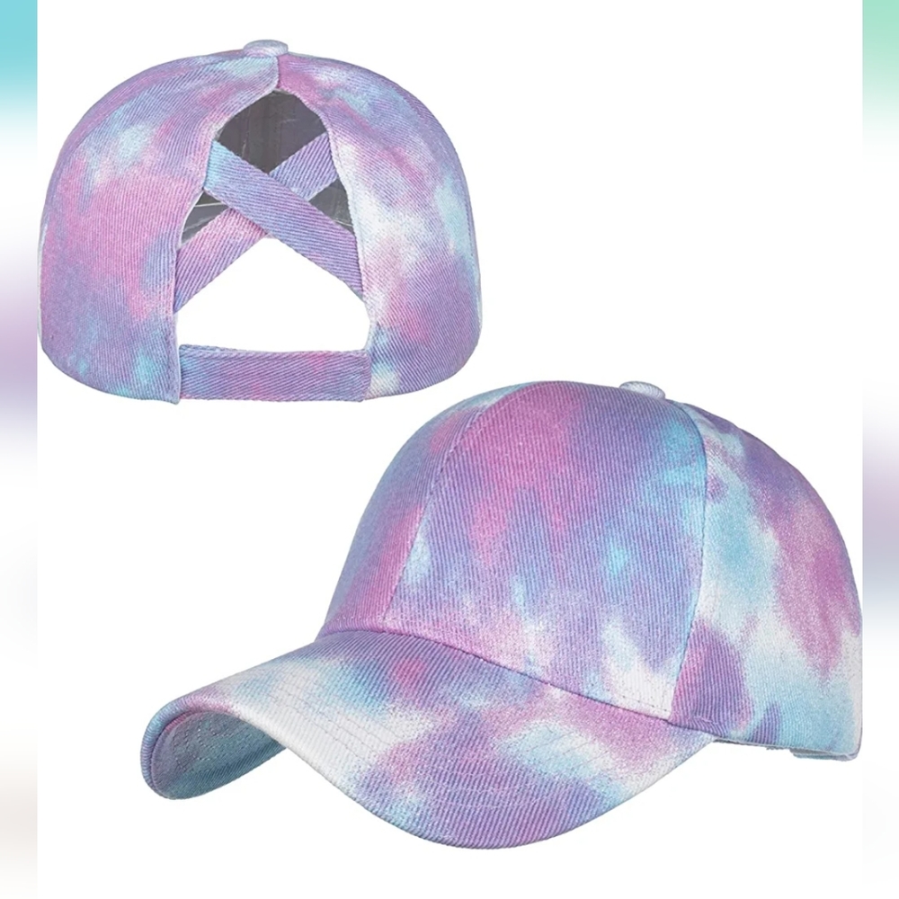 Tie Dye Ponytail Baseball Cap for Women Criss Cross Messy Hign Bun Dye Ponytail